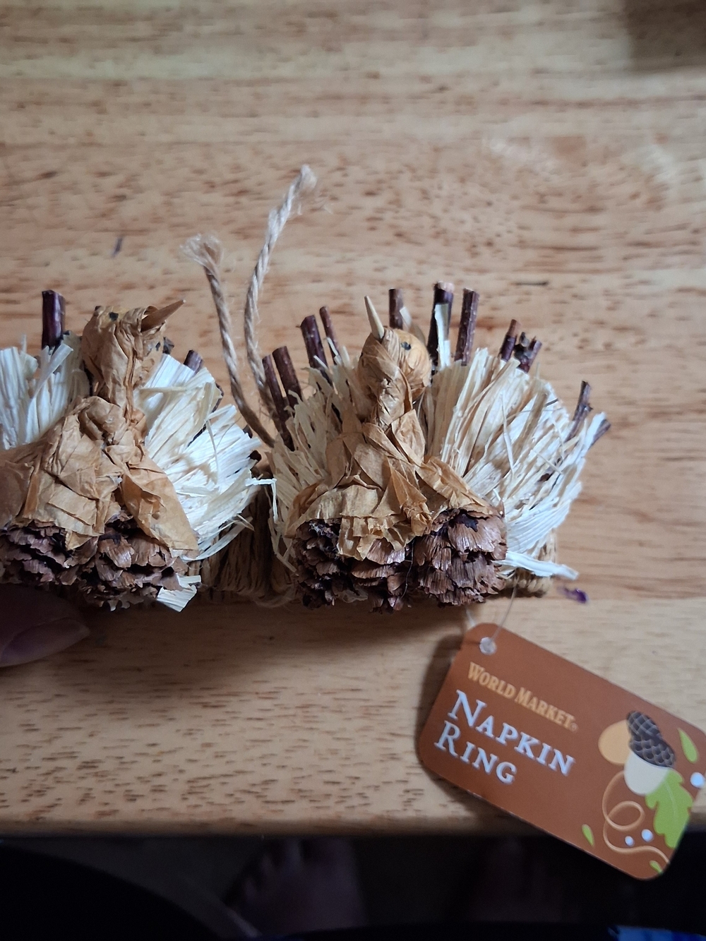 New Natural Fiber Turkey Napkin Rings Set Of 6 Holiday Table Celebration Family